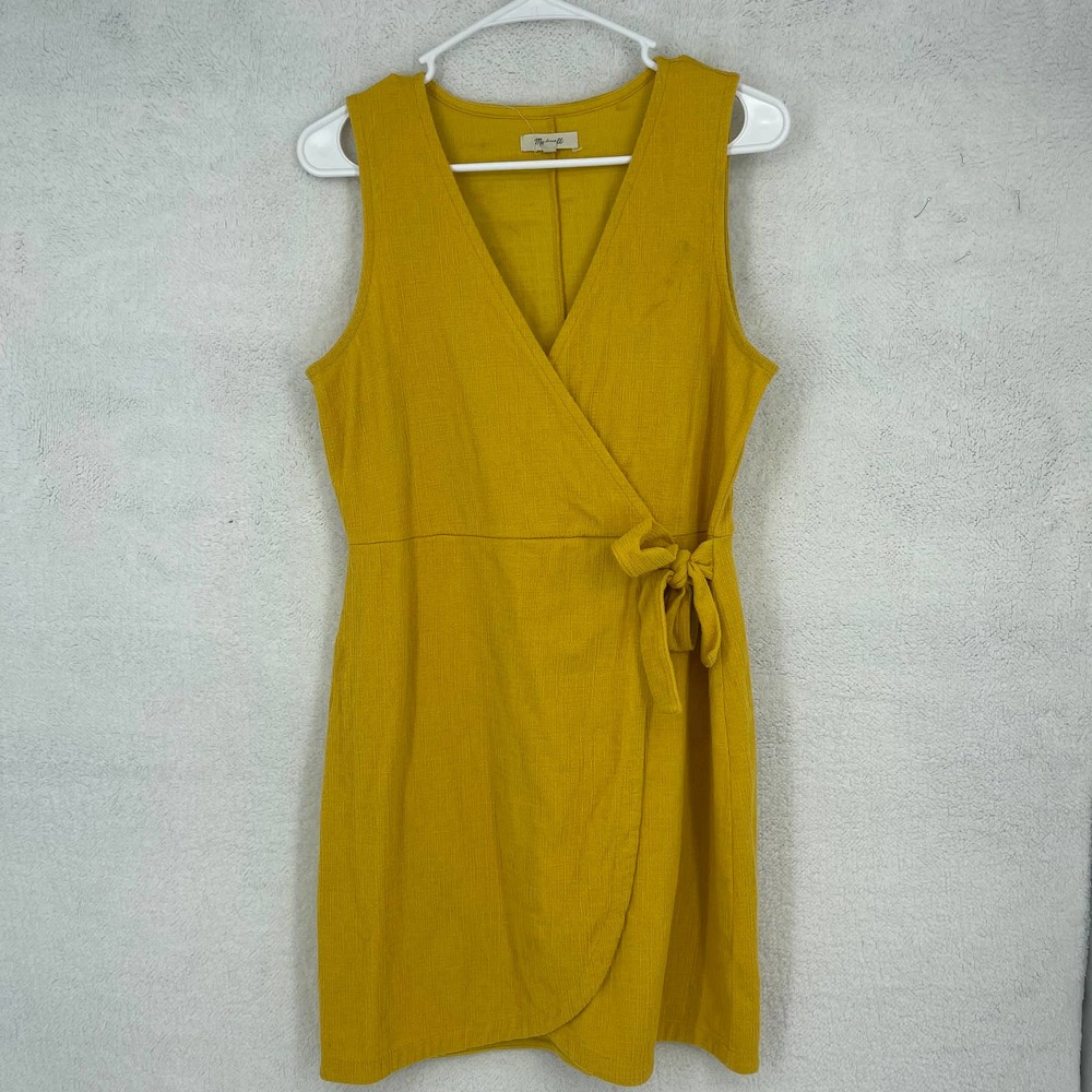 Madewell Crosshatch Side-Tie Yellow Tank Dress Medium